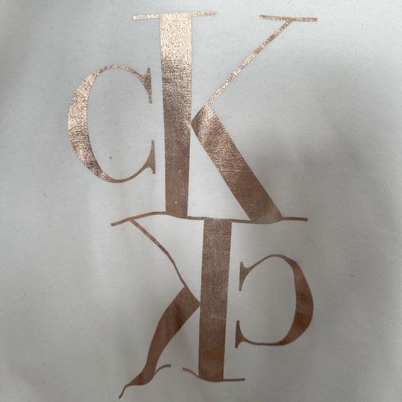 Calvin Klein Crop Hoodie with Rose Gold Chrome Logo - Picture 4 of 9